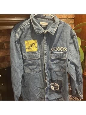 Urban Outfitters Women's Blue and Navy Jacket